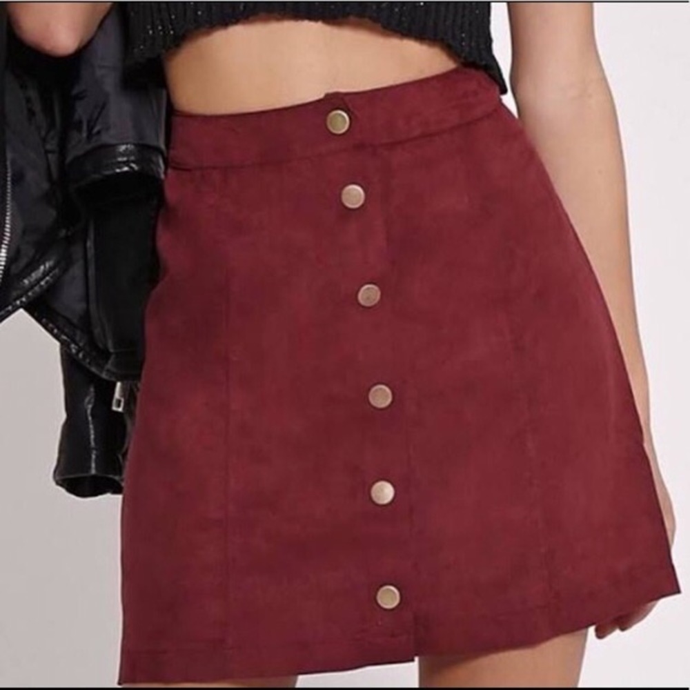 Forever 21 Maroon Suede Button-down skirt Size 28